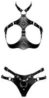 ZADO Harness-Set aus Leder mit silberfarbenen Metalldetails