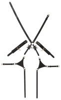Bad Kitty Harness with Cuffs aus stilvollem schwarzem Lederimitat
