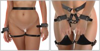 Bad Kitty Harness with Cuffs aus stilvollem schwarzem Lederimitat