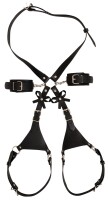 Bad Kitty Harness with Cuffs aus stilvollem schwarzem Lederimitat