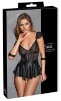 Cottelli BONDAGE Set mit Babydoll, Ouvert-String und soften Handfesseln L