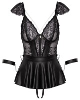 Cottelli BONDAGE Set mit Babydoll, Ouvert-String und soften Handfesseln M