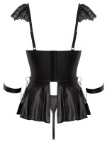 Cottelli BONDAGE Set mit Babydoll, Ouvert-String und soften Handfesseln M