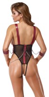 Cottelli BONDAGE Body ouvert inklusive Soft-Handfesseln L