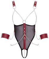 Cottelli BONDAGE Body ouvert inklusive Soft-Handfesseln L