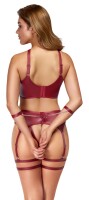 Cottelli BONDAGE Set mit Soft-BH, Straps-String ouvert und Soft-Handfesseln L