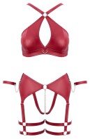 Cottelli BONDAGE Set mit Soft-BH, Straps-String ouvert und Soft-Handfesseln L