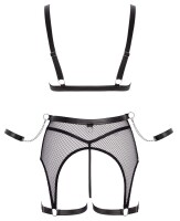 Cottelli BONDAGE Set mit Triangel-BH, Strapsgürtel, Ouvert-String und Soft-Handfesseln
