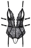 Cottelli BONDAGE Body ouvert mit 2 abnehmbaren Strapsen M