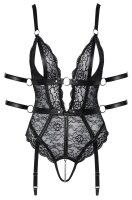 Cottelli BONDAGE Body ouvert mit 2 abnehmbaren Strapsen XL