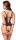 Cottelli BONDAGE Body ouvert mit Kettenleine und zwei Armfesseln XL