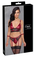 Cottelli BONDAGE Set im edlen roten Mattlook mit feinen schwarzen Spitzen M