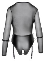 Cottelli BONDAGE Body mit transparentem Powernet-Oberteil M