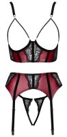 Cottelli LINGERIE Set mit Ouvert-BH, Strapsgürtel und String ouvert