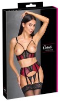 Cottelli LINGERIE Set mit Ouvert-BH, Strapsgürtel und String ouvert