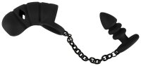 Black Velvets Cock cage with butt plug