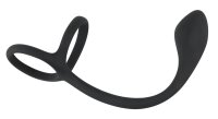Black Velvets Cock & ball ring with butt plug
