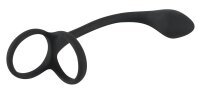 Black Velvets Cock & ball ring with butt plug