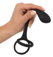 Black Velvets Cock & ball ring with butt plug