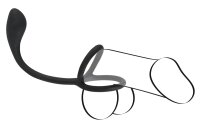 Black Velvets Cock & ball ring with butt plug