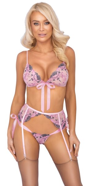 kissable Set aus feinem roséfarbenem Powernet L/XL