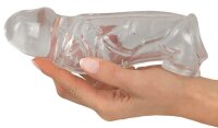 Crystal Penis Sleeve with extension + ball ring 19,2 cm