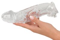 Crystal Penis Sleeve with extension + ball ring 23 cm