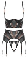 Abierta Fina Set mit Hebe-BH, Strapsgürtel und Ouvert-String