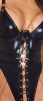 Abierta Fina Body im glänzenden schwarzen Wetlook