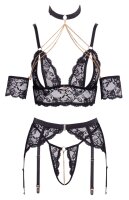 Abierta Fina Set mit BH-Top, Strapsgürtel und String ouvert