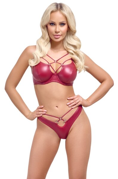 Cottelli LINGERIE Set in edlem rotem Wetlook 85B/L