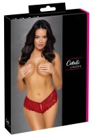 Cottelli LINGERIE Slip ouvert aus roter Blütenspitze