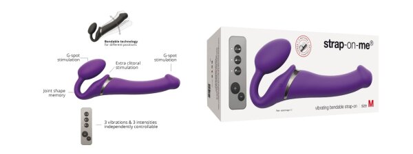 Strap-on-me Vibrating bendable strap-on purple M