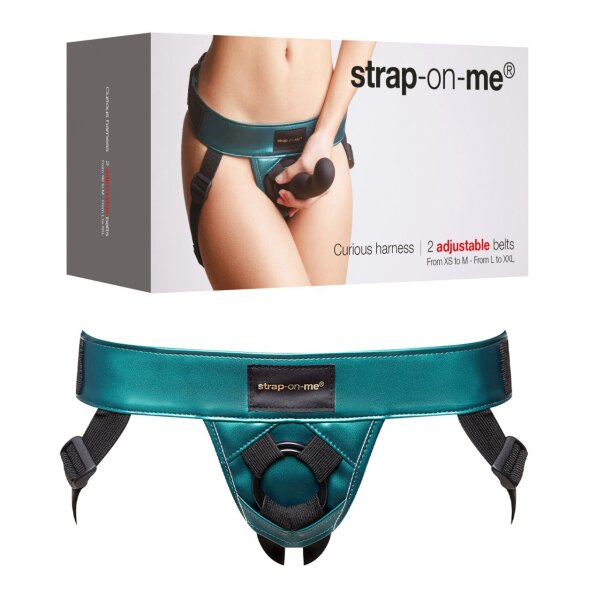 Strap-on-me Leatherette Harness Curious metallic green