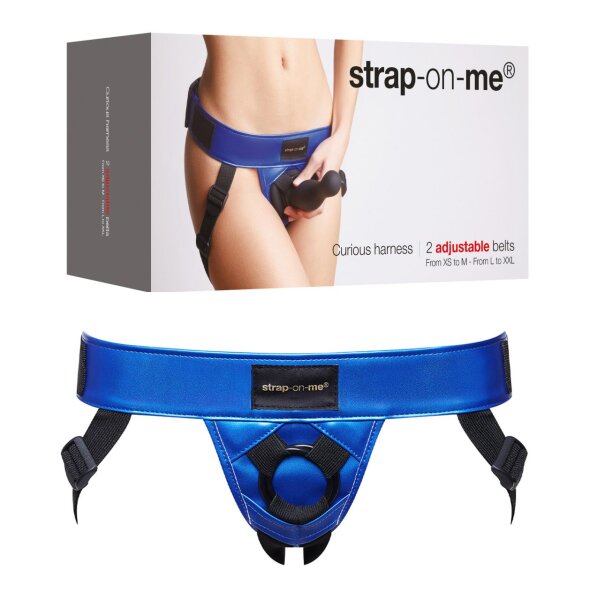 Strap-on-me Leatherette Harness Curious metallic blue