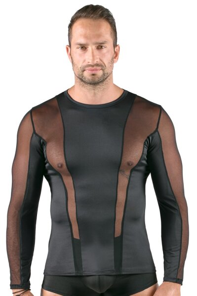 Svenjoyment Shirt mit transparente Netz-Einsätzen