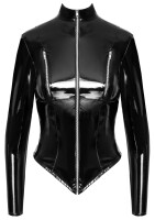 Black Level Jacke aus Lack mit Metall-Reißverschlüsse über den Brüsten