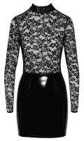 Black Level Kleid aus Lack mit stylischem Material-Mix: Spitze & Lack