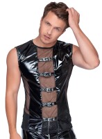 Black Level Shirt aus Lack mit 5 Schnallenriemen in der...