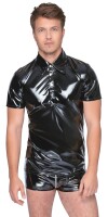 Black Level Shirt aus Lack mit Druckknopfleiste & Kragen