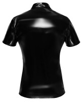 Black Level Shirt aus Lack mit Druckknopfleiste & Kragen
