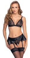 Cottelli LINGERIE Set mit Soft-BH und Straps-Slip ouvert