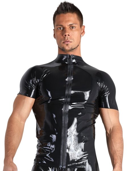 LATE X Shirt aus Latex mit kleinem Stehkragen
