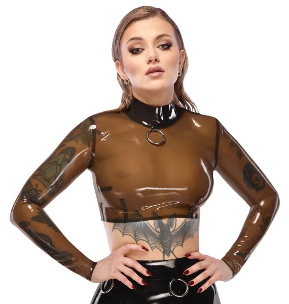 LATE X Shirt aus Latex mit großem dekorativen Metallring