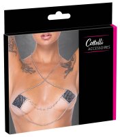 Cottelli ACCESSOIRES Nipple Sticker Square mit schwarzen Schmucksteinchen