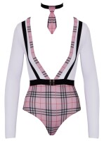 Cottelli COSTUMES Schuluniform-Kostüm aus Langarm-Body und Krawatten-Halsband