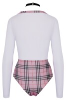 Cottelli COSTUMES Schuluniform-Kostüm aus Langarm-Body und Krawatten-Halsband