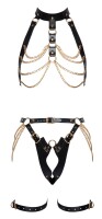 ZADO Harness aus Leder mit dekorativen Nieten, Ringen und Schnallen