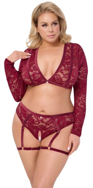 Cottelli CURVES Set mit Langarm-Top & Straps-Slip