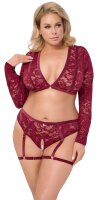 Cottelli CURVES Set mit Langarm-Top & Straps-Slip